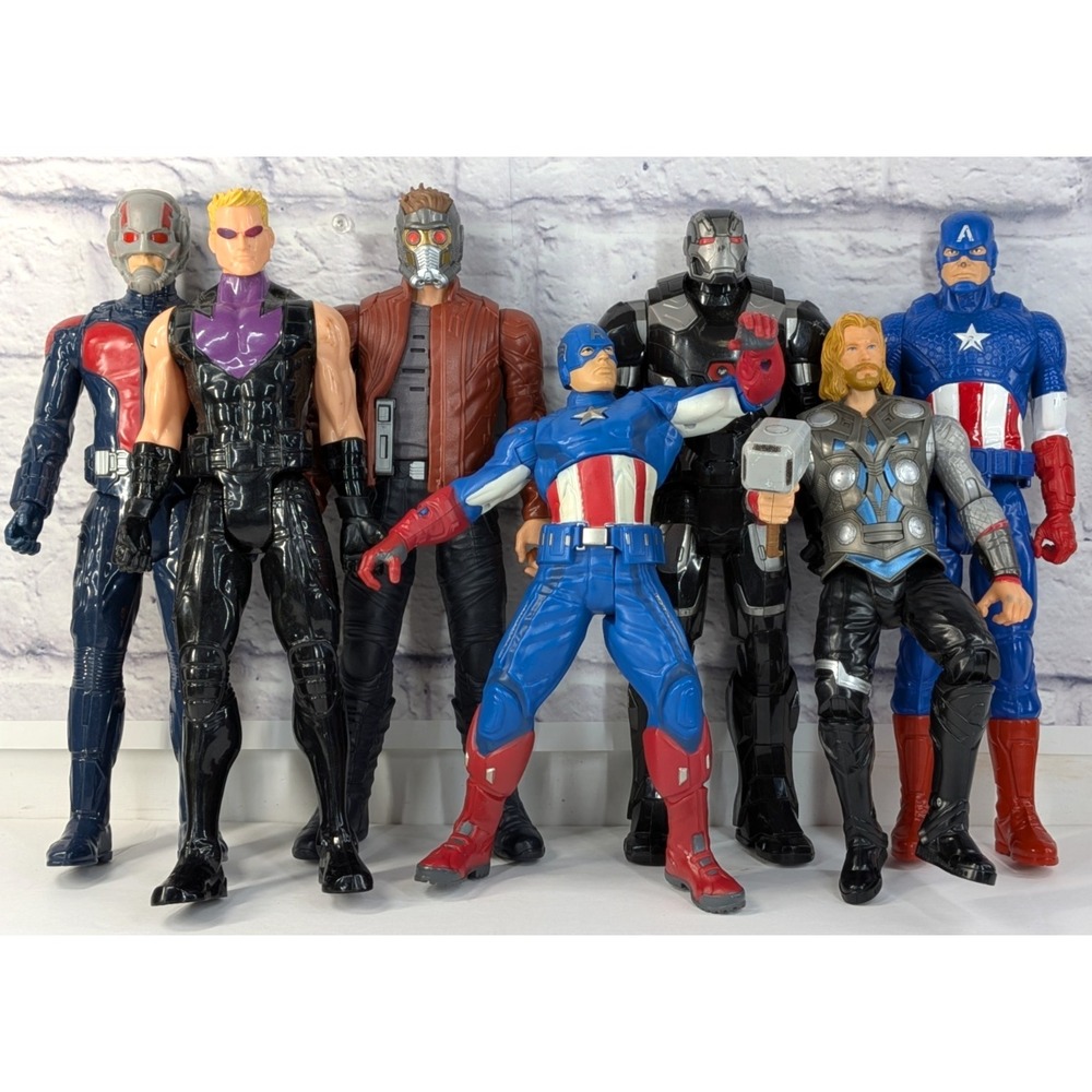 LOT 7🚨Marvel 12"Action Figures Avengers Hasbro WarMachine HawkEye Thor StarLord